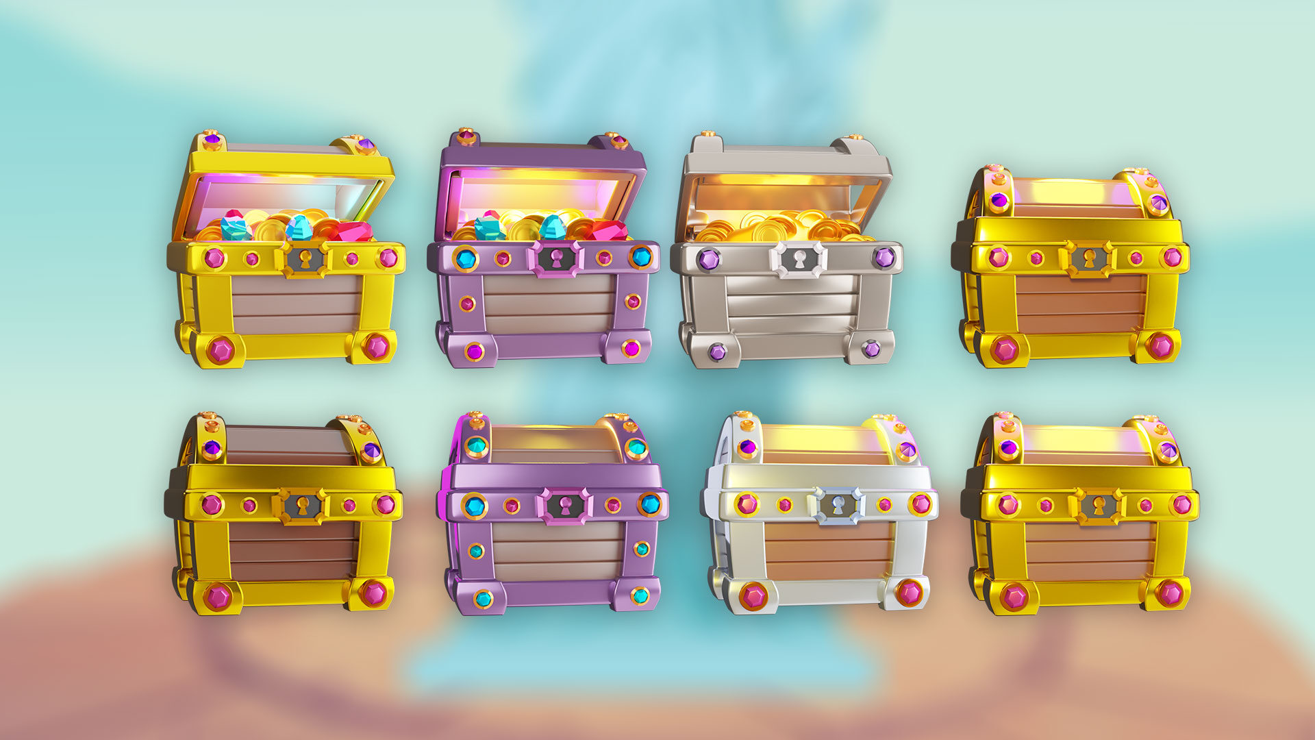 Chest 3d modeling for game